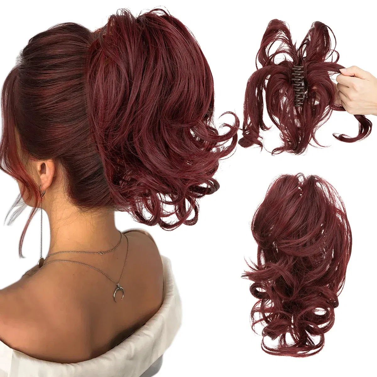 Color: #35, Bulk Buy: 1pc - SARLA Synthetic Diy Claw Clip In Ponytail Extensions Hairpiece Hair Bun Fake Black Blonde Natural Hair False Pigtail for Women