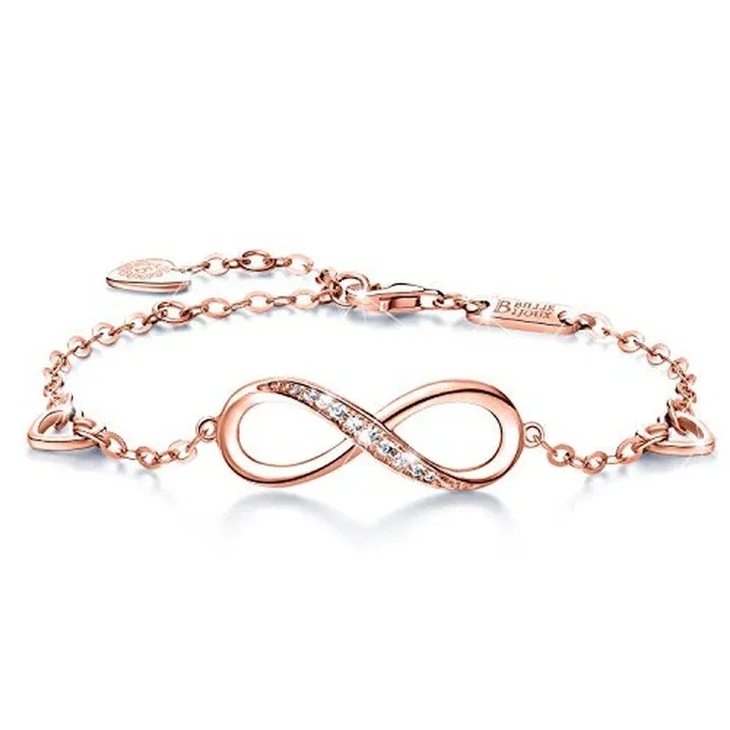 Metal Color: Hot Stamping, Ships From: CHINA - Womens Sterling Silver Infinity Endless Love Symbol Charm Adjustable Bracelet for Women Mother's Day