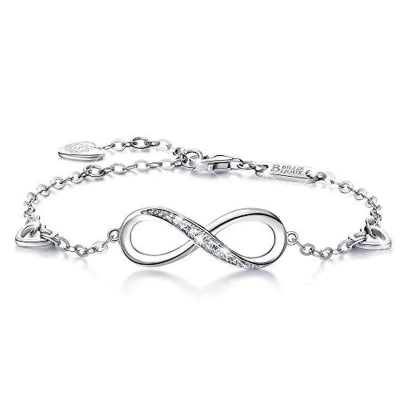 Metal Color: Hot Stamping, Ships From: CHINA - Womens Sterling Silver Infinity Endless Love Symbol Charm Adjustable Bracelet for Women Mother's Day