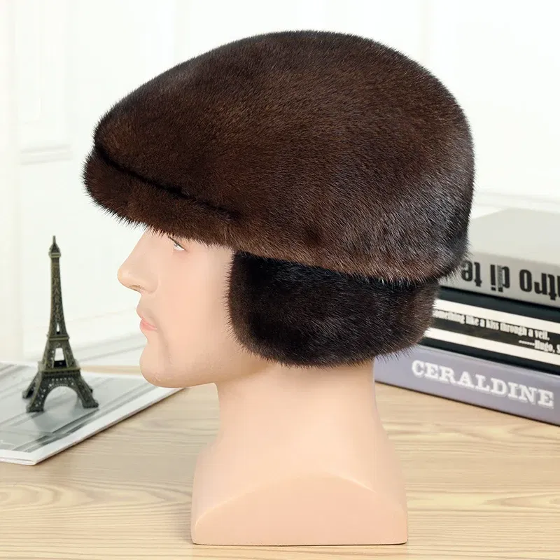 Color: black, Hat Size: M - Real Mink Fur Hat Women'S Winter Fashion Beret Hat Warm Mink Fur Knight Beret Hat Luxury Keep Warm Russian Lady Caps