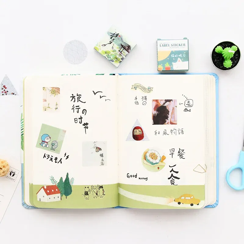 Color: light green - 40 pcs/pack Cute Creative Box Package Decorative Sticker Set Diary Album Label Sticker DIY Stationery Stickers Escolar Papelaria