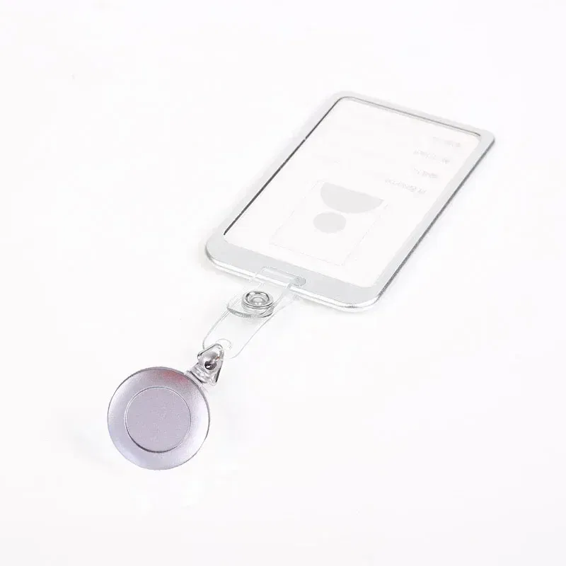 Color: Gray Dove - Aluminum Alloy Card Cover Case Women Men Work Name Bank ID Card Holders Business Badge Case Credit Card Badge Case Bag Pouch