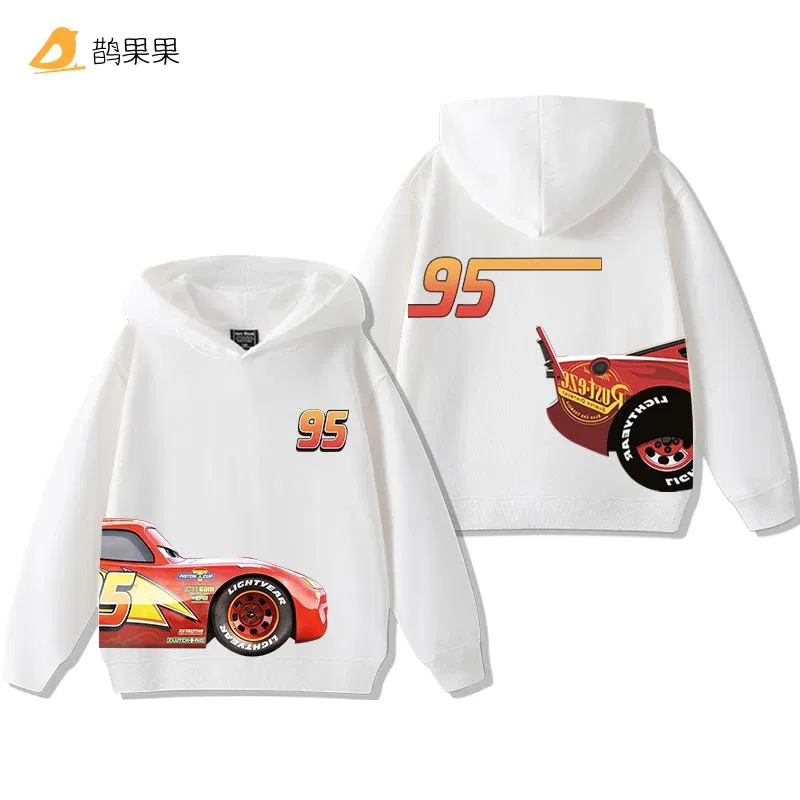 Color: Blue, Kid Size: 3T - Cars Lightning McQueen Fun Printed Kids Boys Girls Hooded Sweatshirt Fall and Winter Casual Fashion Warm Student Hoodie