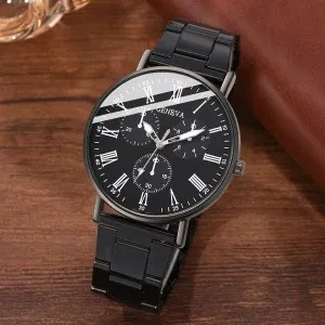 Color: Pink - 2PCS Set Couple Fashion Casual Leather Watches Ladies Simple Dial Quartz Wristwatches Dress Clock Montre Femme
