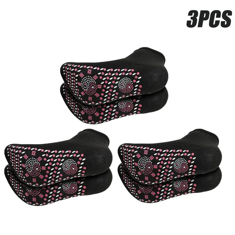 Color: Mixed Color - 1/5pairs Tourmaline Self-Heating Socks Winter Warm Thermal Health Care Socks Slimming Health Short Sock Magnetic Therapy Sock