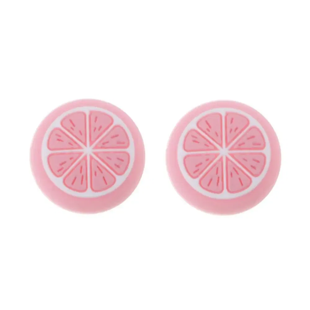 Color: Orange - 2pcs Cherry Pink Lemon For Nintendo Switch Lite OLED Analog Thumb Grip Nintend Swith Joy Con JoyCon Controller Joystick Cap Game
