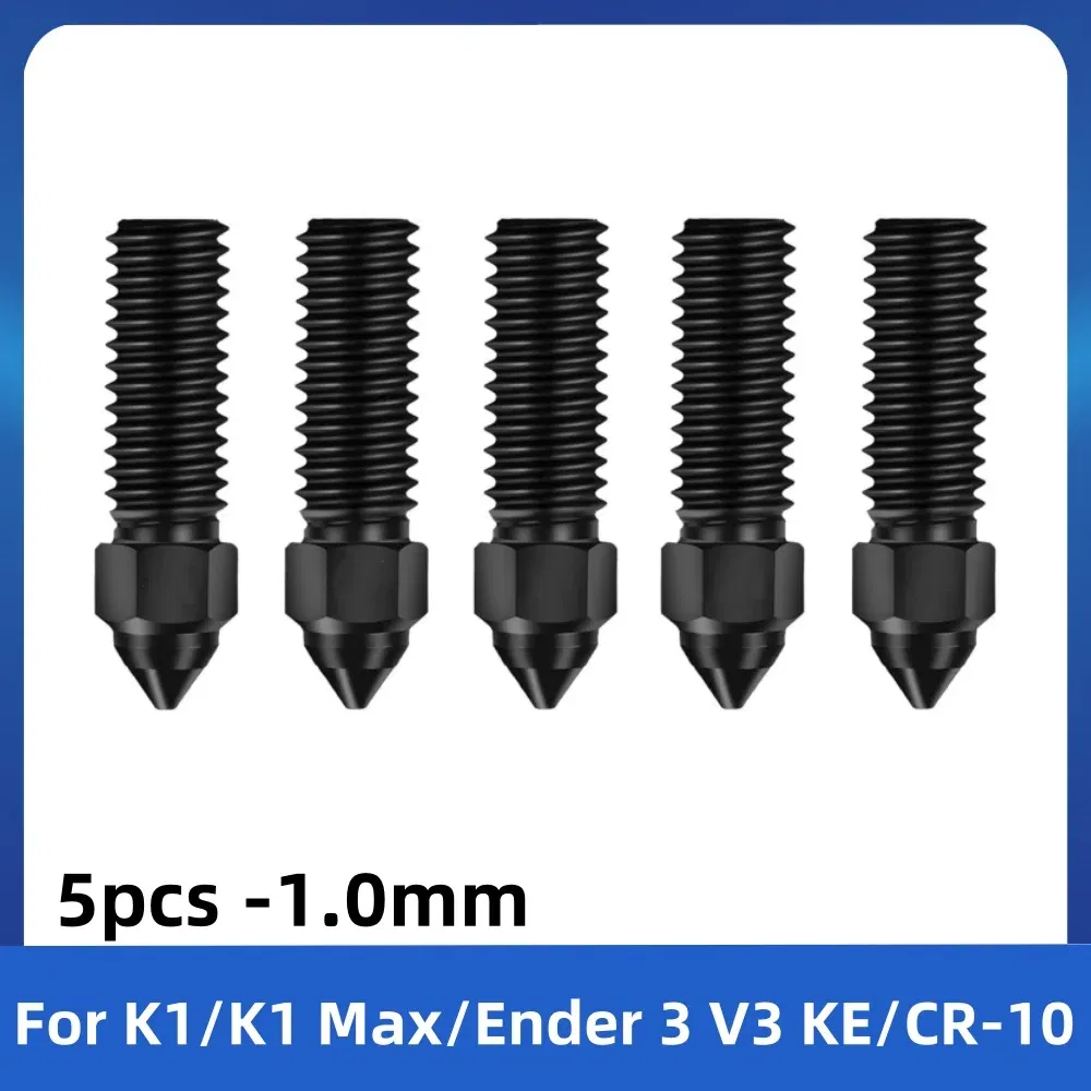 Color: Silver - Creality Ender 3 V3 KE Nozzle Har Hardened Steel Nozzle Kit 0.2/0.4/0.6/0.8/1.0/1.2mm for K1 3D Printer Parts Non Stick Filament