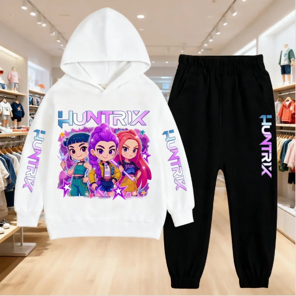 Color: Pink, Kid Size: 12 - 2025 KPop Demon Hunters Kids Hoodie Set Boys Teen Girls Hoody Sweatshirts With Pants Tracksuit Children's Autumn Clothing 2pcs