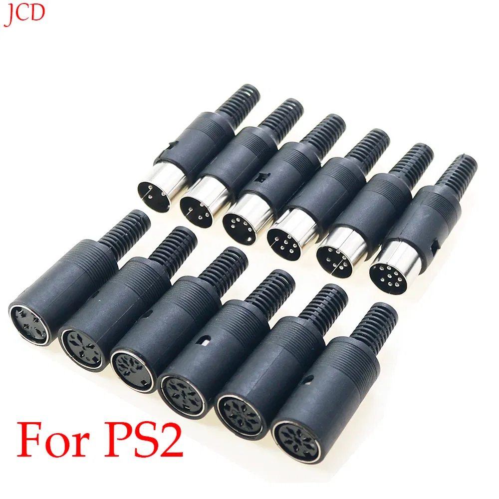 Color: Lavender - 5pcs 3P 4P 5P 6P 7P 8Pin DIN Male/Female Plug Jack with Plastic Handle Keyboard Cable Connector Adapter PS2