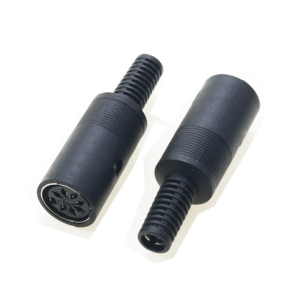 Color: Lavender - 5pcs 3P 4P 5P 6P 7P 8Pin DIN Male/Female Plug Jack with Plastic Handle Keyboard Cable Connector Adapter PS2