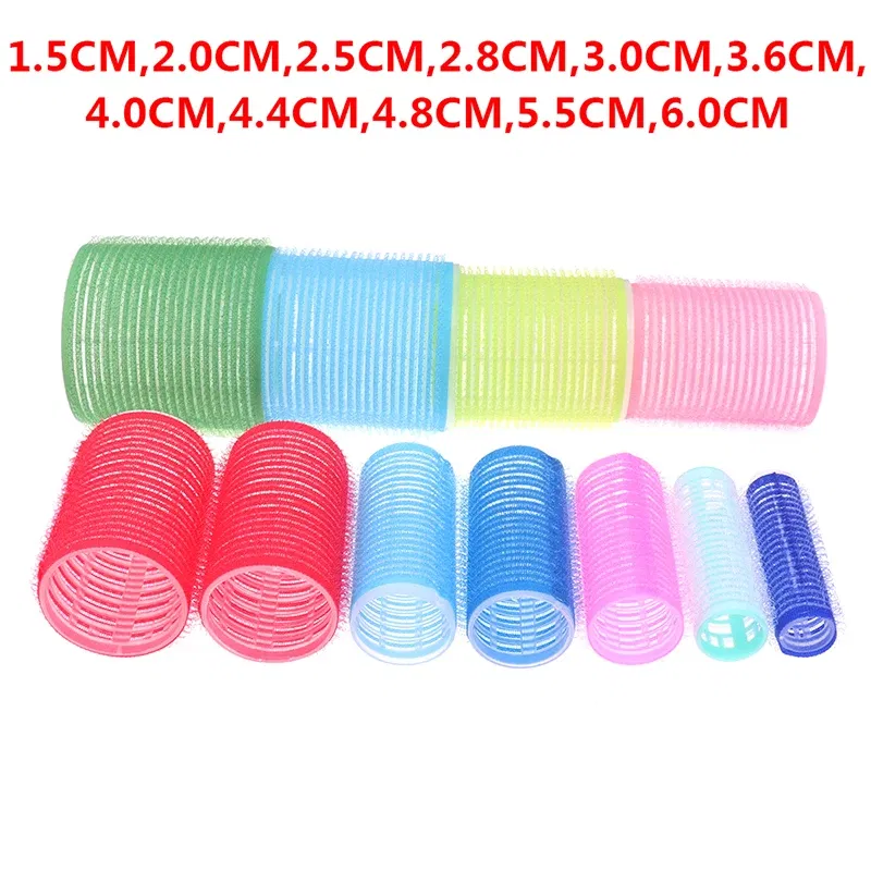 Color: PURPLE - 6 Pcs Hairdressing Home Use DIY Magic Large Self-Adhesive Hair Rollers Styling Roller Roll Hair Curler Beauty Tool 10 Size