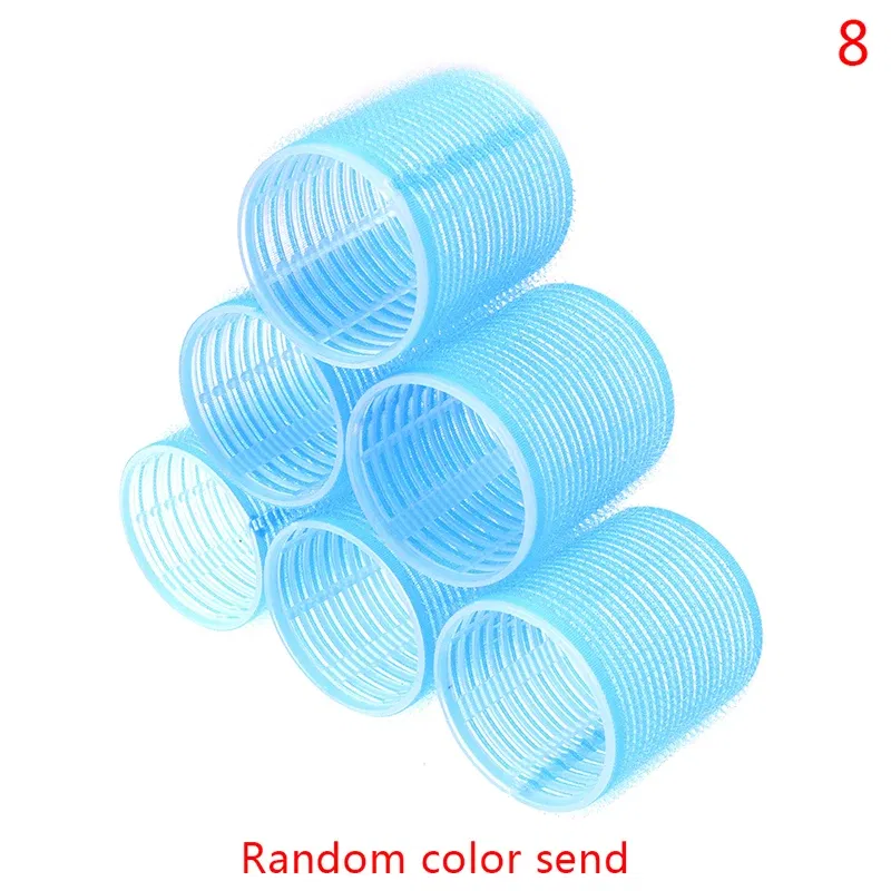Color: PURPLE - 6 Pcs Hairdressing Home Use DIY Magic Large Self-Adhesive Hair Rollers Styling Roller Roll Hair Curler Beauty Tool 10 Size
