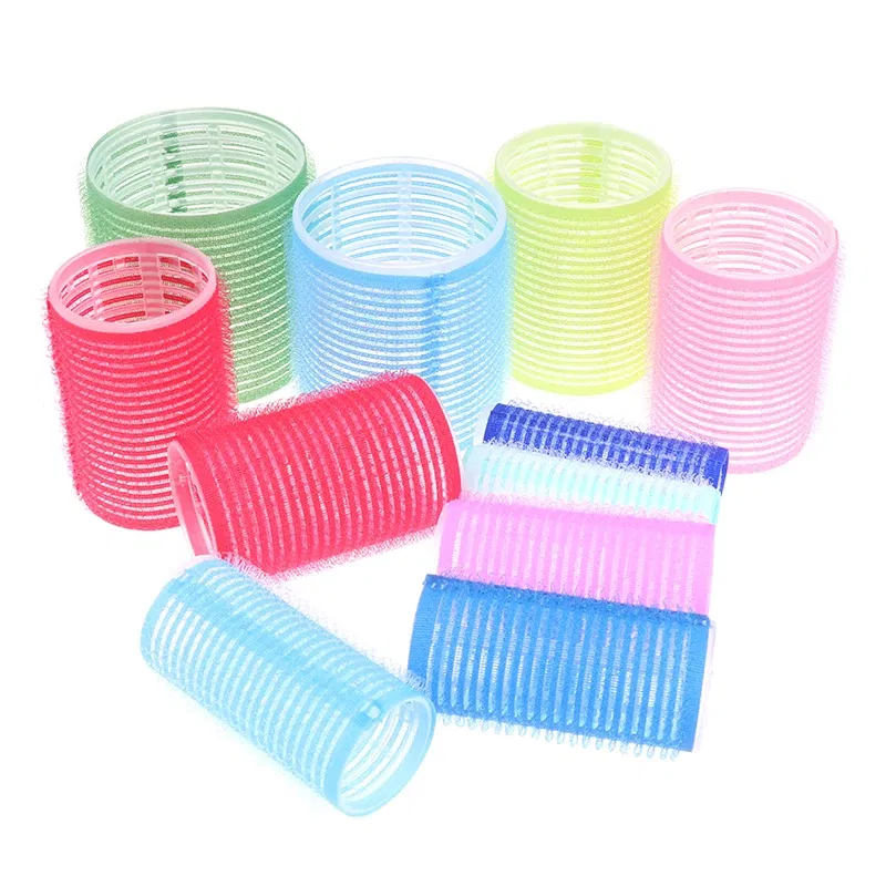 Color: PURPLE - 6 Pcs Hairdressing Home Use DIY Magic Large Self-Adhesive Hair Rollers Styling Roller Roll Hair Curler Beauty Tool 10 Size