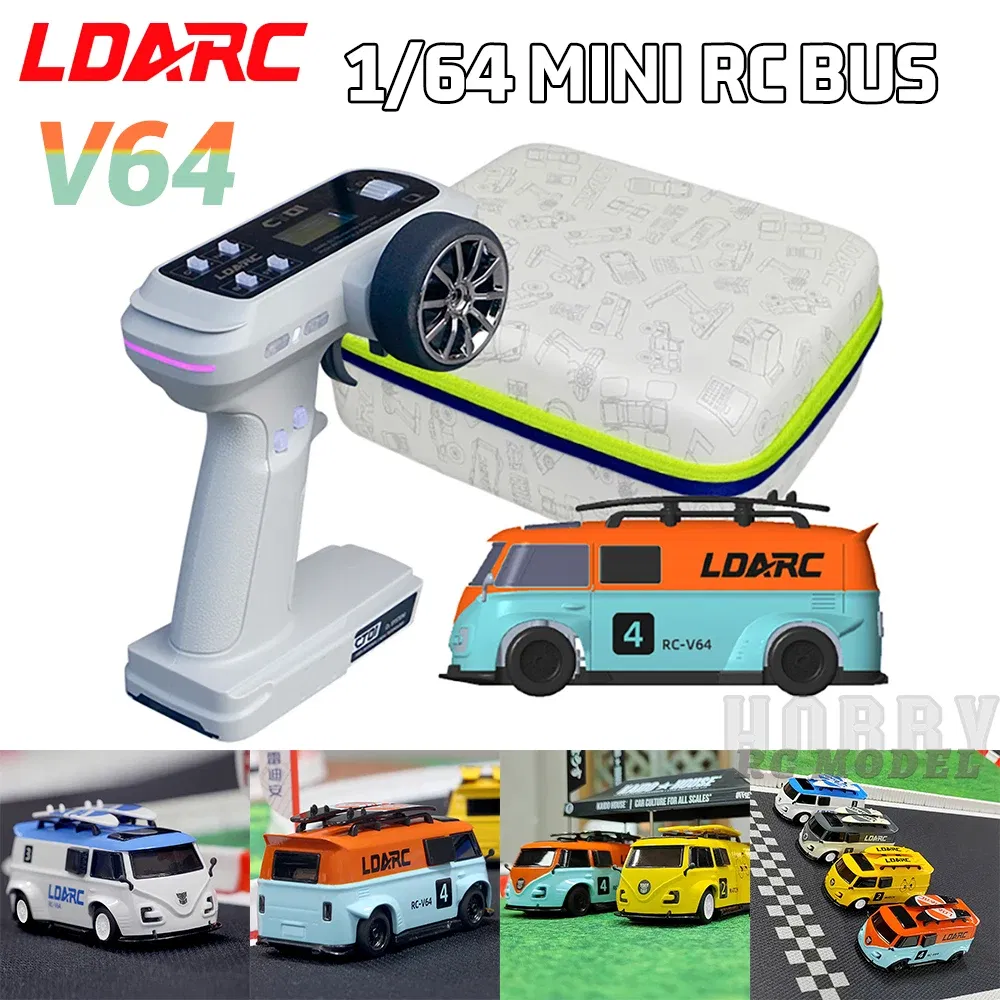 Color: Yellow - LDARC V64 1/64 MINI RC Simulated Electric Remote Control Model Car Tabletop Bus Vehicle RTR 2.4GHz Adults Children's Toys