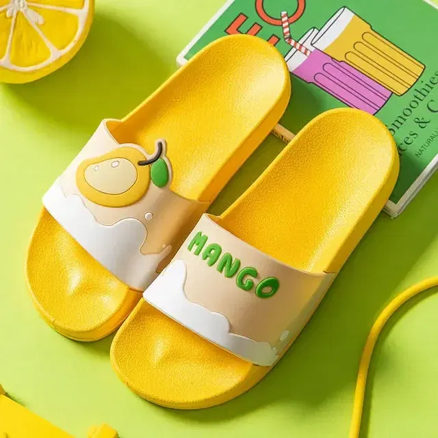 Color: Beige, Shoe Size: 3.5 - New Shoes for Women PVC Slippers Fashions Cartoon Fruit Sandals Flip Flops Summer Casual Beach Home Bath Thick Non-Slip Slippe