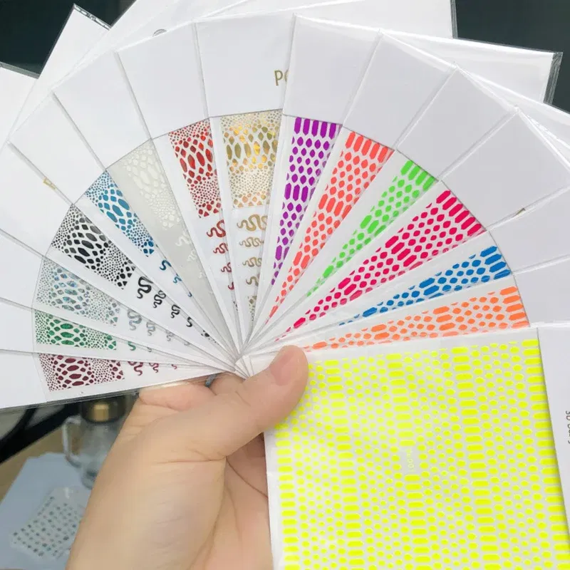 Color: Black and Colorful - 1PCS New English Alphabet Nail Stickers Multi-Color Laser Reflective Nail Slider Art Cool Text Nail Kit