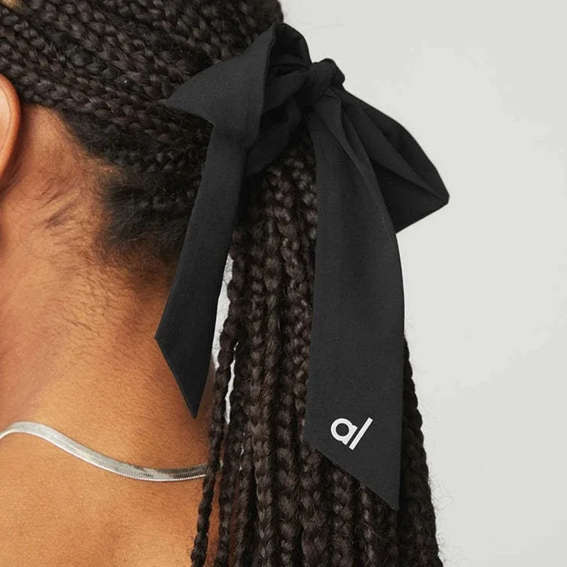 Color: SKY BLUE - al Love Knots Tie Scrunchie Bow Ribbon Hair Clip Fashion Simple Solid Hair Pin Retro Headband with Clips Girls Hair Accessories