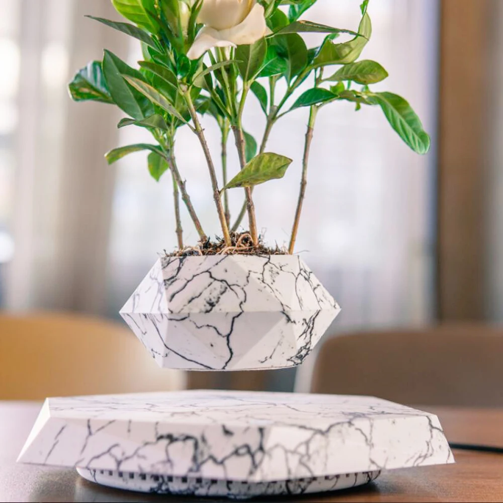 Color: Black, Sheet Size: Medium - Levitating Air Bonsai Pot Rotation Flower Pot Planters Magnetic Suspension Floating Pot Potted Plant Home Without Plants