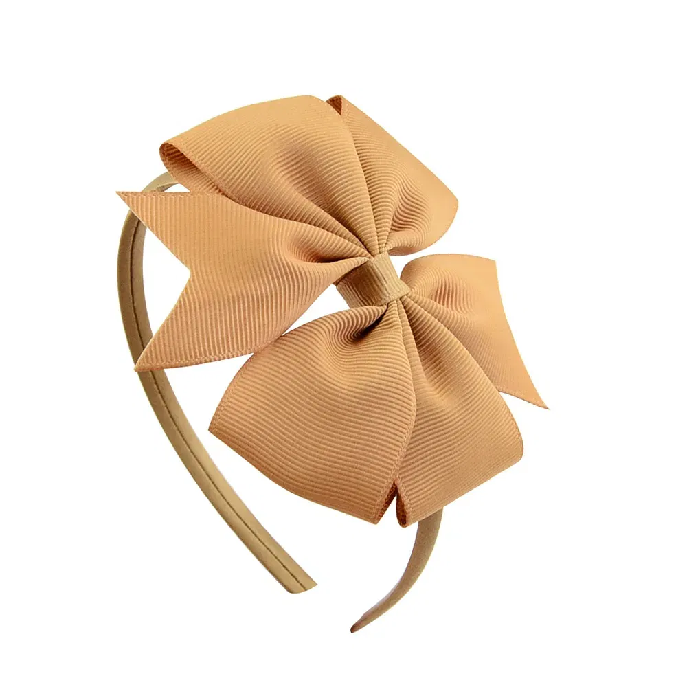 Color: Silver - 1 Piece Ribbon Handmade Hair Bows Hairbands for Baby Girls 20 Colors Cute Bowknot Solid Headband Headwear Baby Hair Accessories