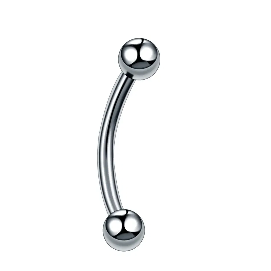 Metal color: Light Yellow Gold Color, Main Stone Color: Red - G23 Titanium Epoxy Curved Barbells Eyebrow Rings Piercing Curved Bar Banana Eyebrow Ear Cartilage Tragus Body Piercing Jewelry