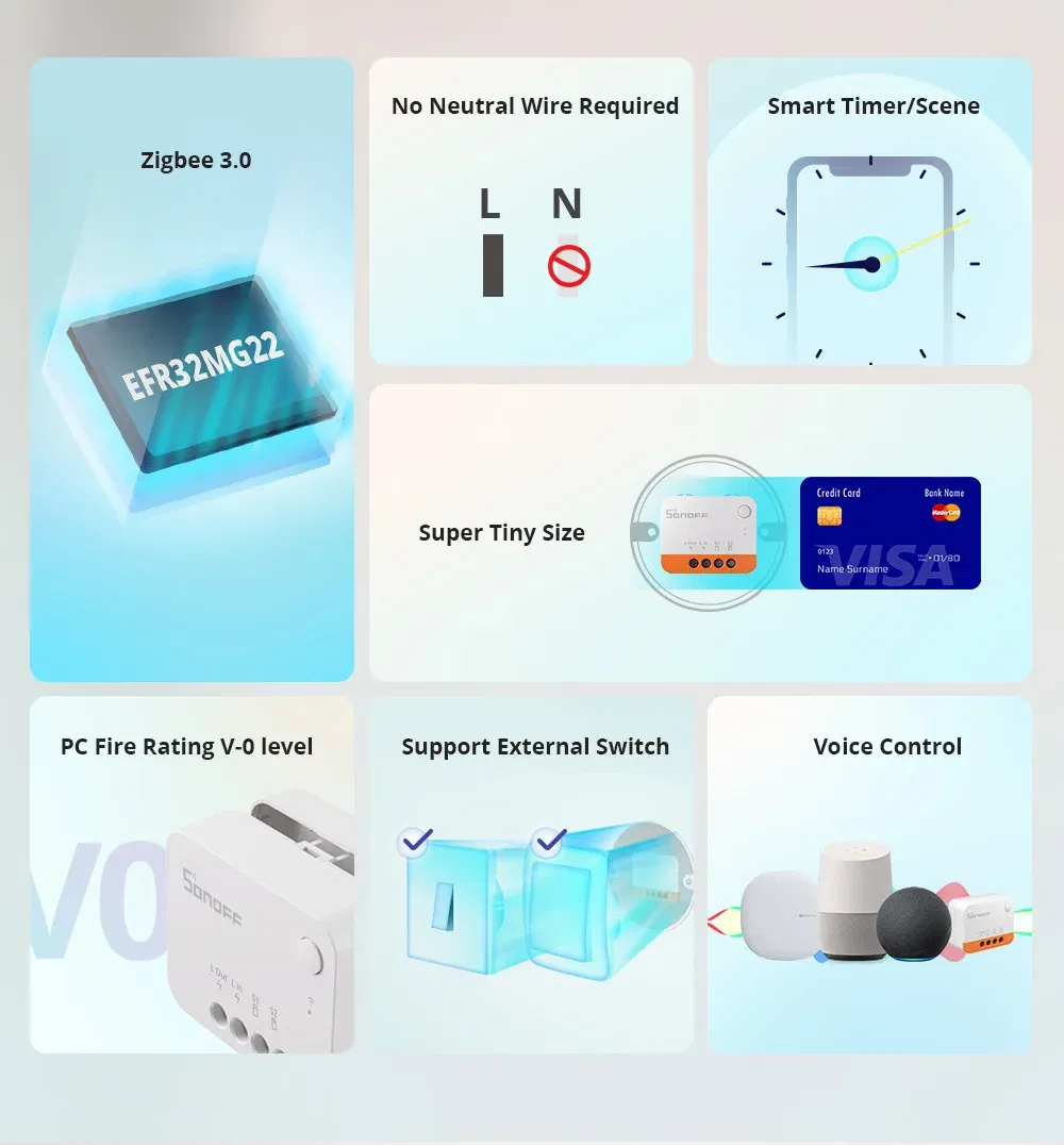 Bundle: Bundle6, Ships From: CHINA - SONOFF ZBMINI L2 Extreme ZigBee Smart Switch No Neutral Wire Required DIY Two-Way Control with Zigbee Hubs Bridge Alexa Google