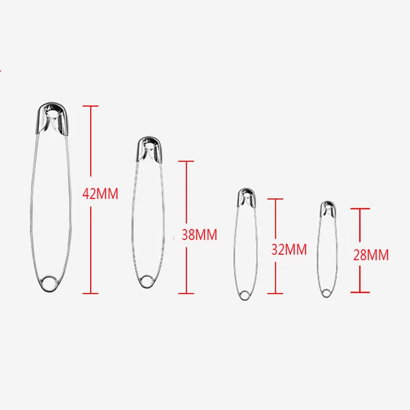 70pcs High Quality Safety Pins Diy Sewing Tools Accessory 4 Kinds Size Silver Metal Needles Large Safety Pin Small Brooch Pins