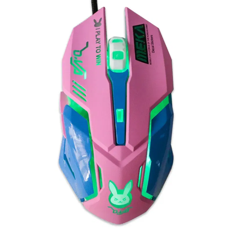 Color: WHITE - 2400DPI Gaming Mouse Color Backlit Silent Mouse USB Wired Gaming Mouse Pink Computer Professional for Lol Data Laptop