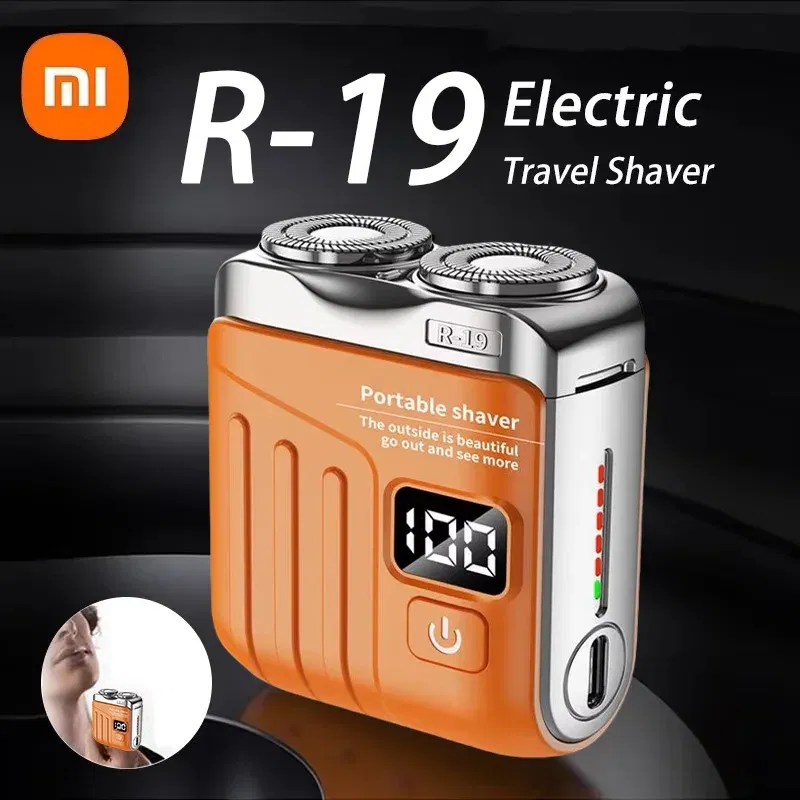 Color: SKY BLUE - Xiaomi Electric Smart Shaver Digital Display Mini Dual Blade Rechargeable Shaver Household Car Shaver Powerful Men's Gift Shaver
