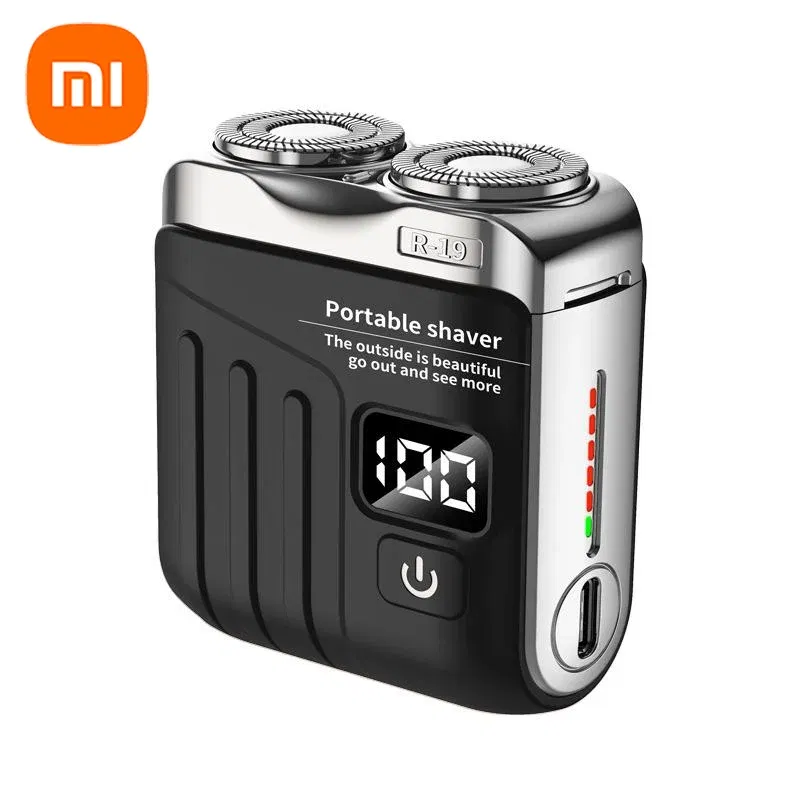 Color: SKY BLUE - Xiaomi Electric Smart Shaver Digital Display Mini Dual Blade Rechargeable Shaver Household Car Shaver Powerful Men's Gift Shaver