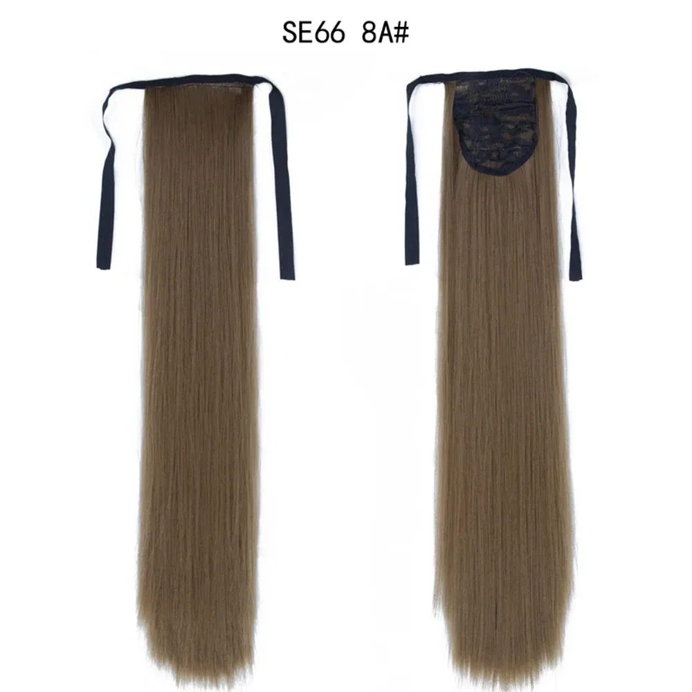 Color: P12/613 - LINWAN Synthetic Long Straight Wrap Around Clip In Ponytail Hair Extension Heat Reistan Pony Tail Fake Hair