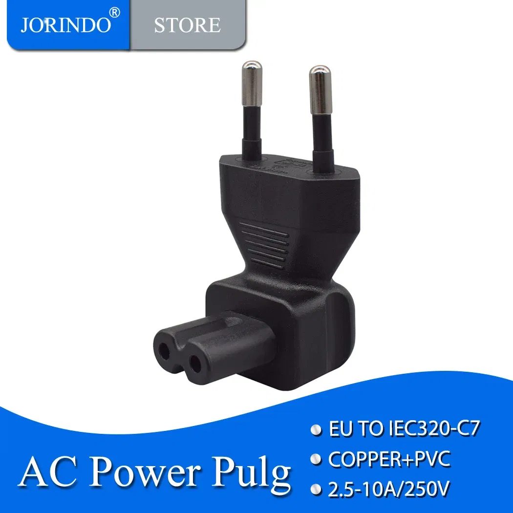 Color: black, Standard: Other - JORINDO EU TO IEC320 C7 conversion plug, European 2 Pin Male plug to IEC 320 C7 RIght Angle AC adapter
