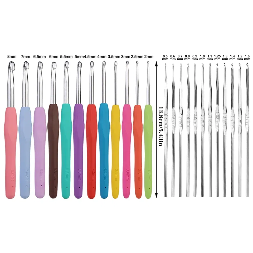 Color: Navy - KRABALL Crochet Knitting Hooks Set Needle DIY Handmade Sewing Knit Tool Accessories Set for Sweater DIY Craft Scarf Weaving