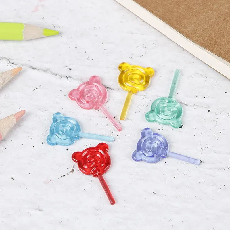 Color: plum - 6Pcs 1:12 Scale Doll Accessories Bear Shape Lollipop Simulation For Dollhouse Miniature Toy Doll Mini Resin Food Kitchen Gift