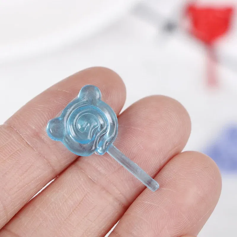Color: plum - 6Pcs 1:12 Scale Doll Accessories Bear Shape Lollipop Simulation For Dollhouse Miniature Toy Doll Mini Resin Food Kitchen Gift