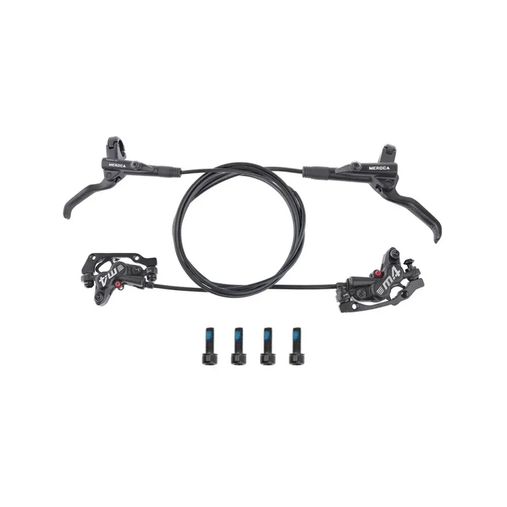 Color: WHITE - MEROCA 4-Piston MTB Hydraulic Brake Set With Silicone Protective Cover Front And Rear Brake 800mm/1400mm Bike Disc Brake For MTB