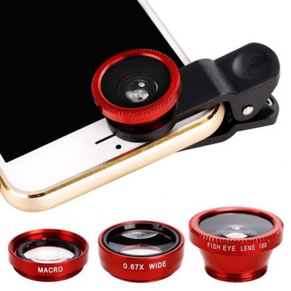 Color: Red - New Wide Angle Macro Fisheye Lens Camera Kits Mobile Phone Fish Eye Lenses With Clip 0 67x For Iphone All Cell Phones