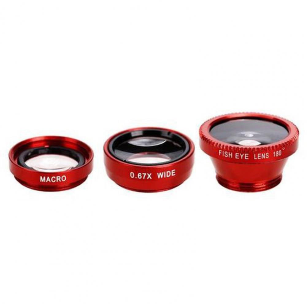 Color: Red - New Wide Angle Macro Fisheye Lens Camera Kits Mobile Phone Fish Eye Lenses With Clip 0 67x For Iphone All Cell Phones