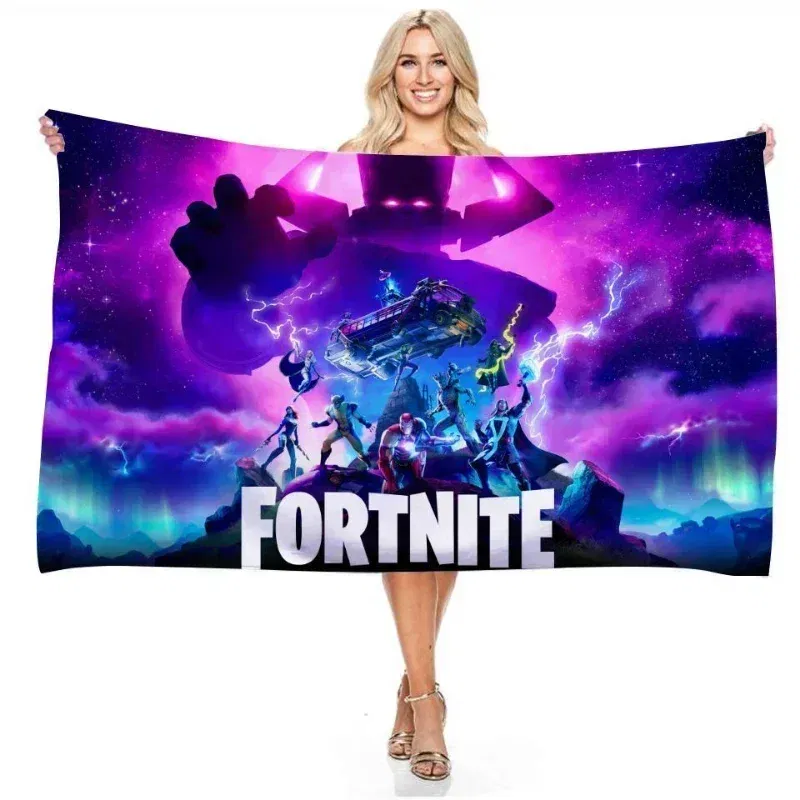 Color: Navy Blue, Size: 12" - Fortnite Children Microfiber Bath Towel Boy Girl Soft Wearable Cartoon Bathing Beach Spa Bathrobe Wash Clothing