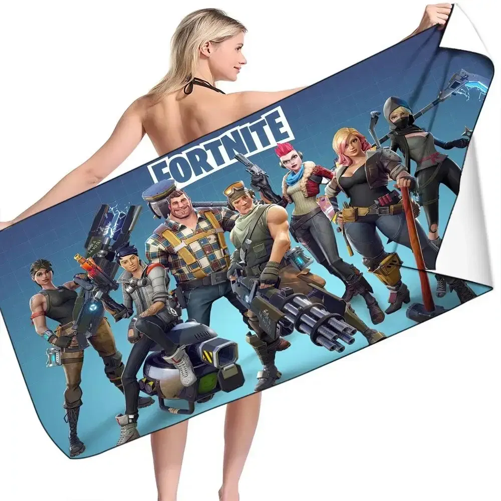 Color: Navy Blue, Size: 12" - Fortnite Children Microfiber Bath Towel Boy Girl Soft Wearable Cartoon Bathing Beach Spa Bathrobe Wash Clothing