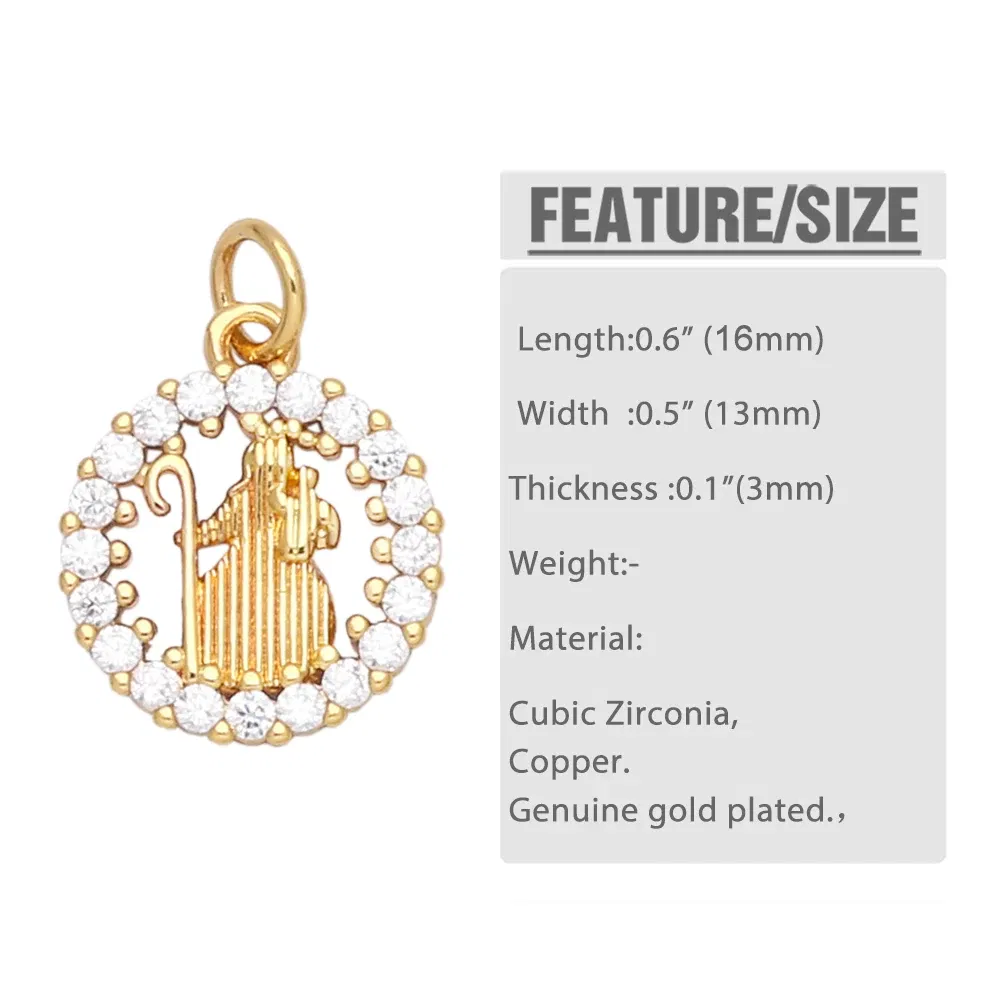 Metal color: VIOLET - OCESRIO Virgin Mary Charms for Necklace Earrings Gold Plated Copper CZ Cross FE Handmade Jewelry Making Supplies DIY chma151