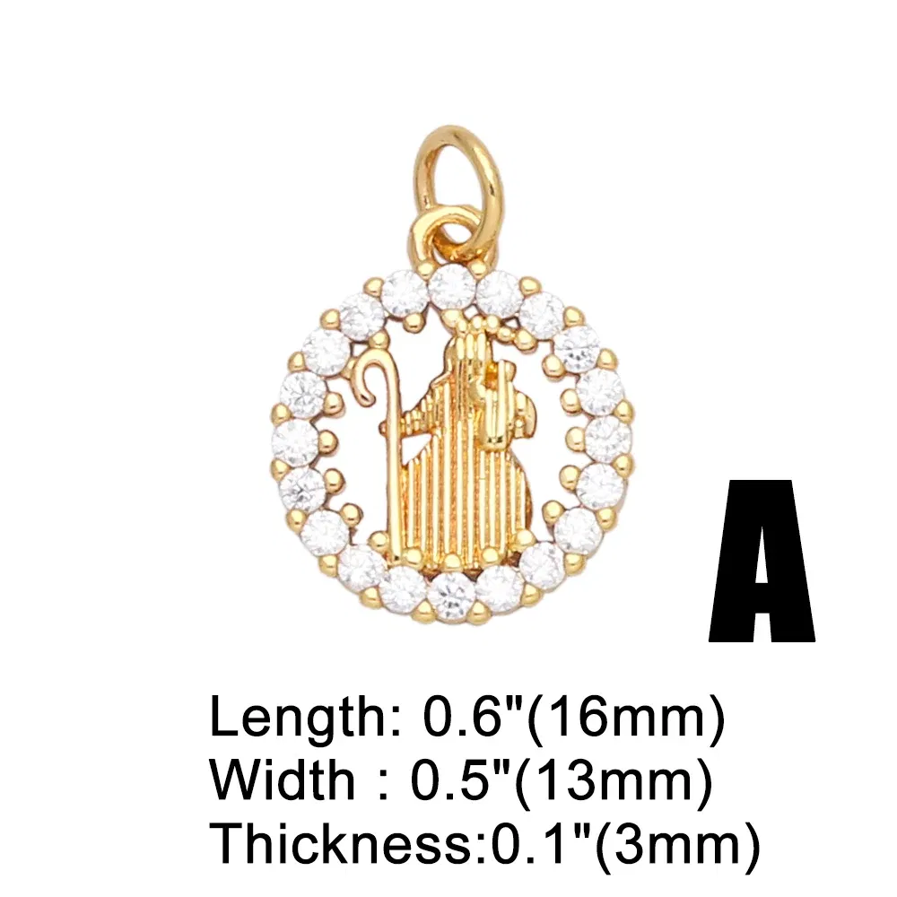 Metal color: VIOLET - OCESRIO Virgin Mary Charms for Necklace Earrings Gold Plated Copper CZ Cross FE Handmade Jewelry Making Supplies DIY chma151
