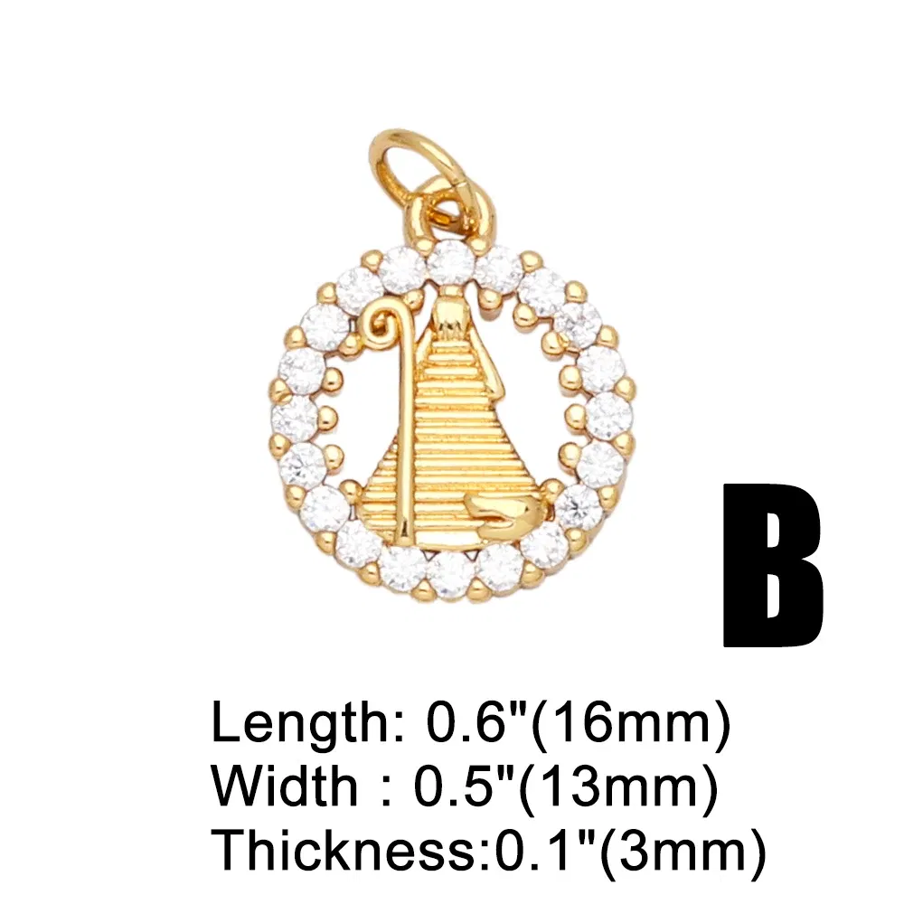 Metal color: VIOLET - OCESRIO Virgin Mary Charms for Necklace Earrings Gold Plated Copper CZ Cross FE Handmade Jewelry Making Supplies DIY chma151