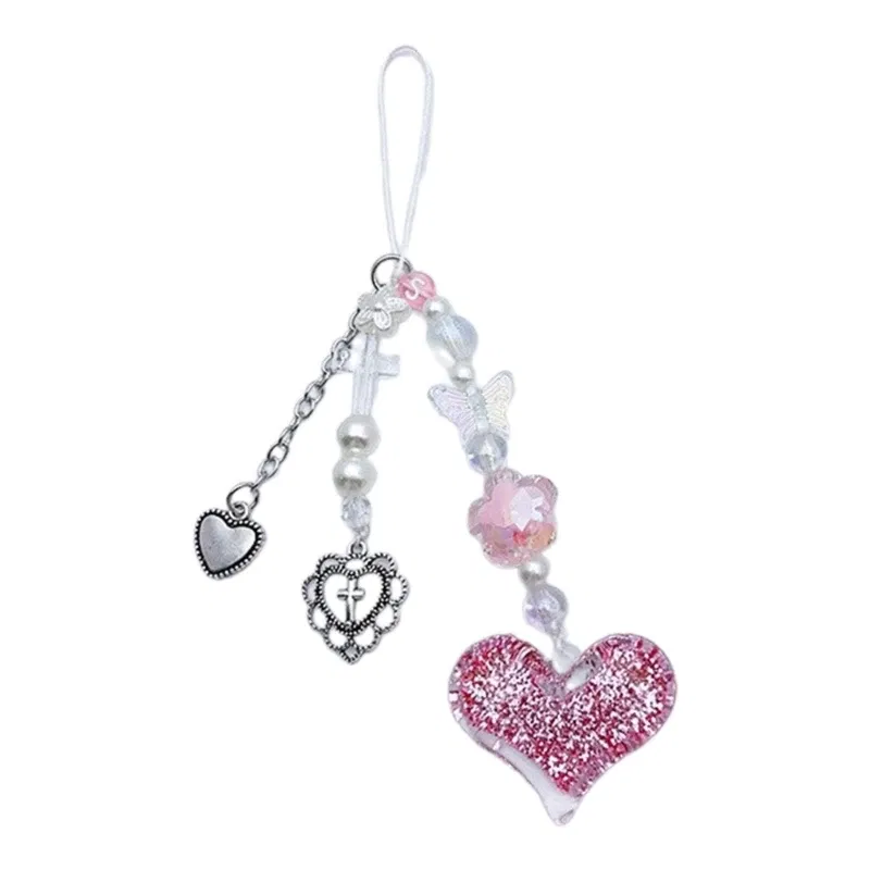 Color: Dark skin - Goth Y2K Phone Charm Pendant Kawaii-Key Chain For Bag Cute Accessory Women Guitar Strap Lanyard Beaded Keychain Pendant
