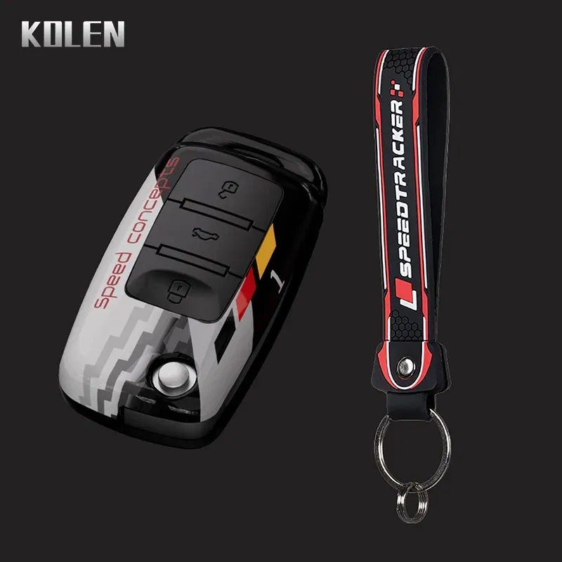 Color Name: camel - ABS Car Folding Key Case Cover Shell For Volkswagen VW Polo Golf Passat Beetle Caddy Tiguan Skoda Octavia Kodiaq Seat Leon Altea
