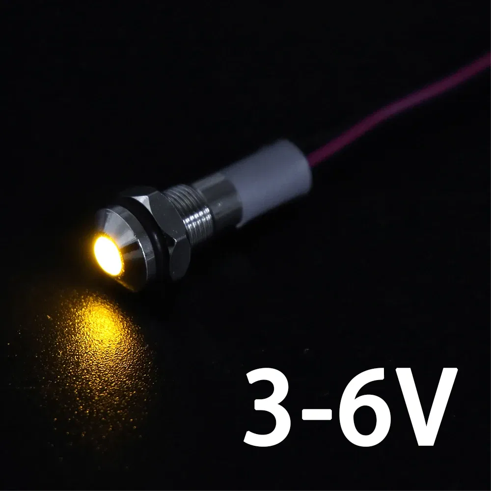 Color: MULTI - 1PC IP65 6mm LED Waterproof Metal Indicator Light Signal Lamp With Wire 5V 12V 24V 220V Red/Yellow/Blue/Green/White Metal Button