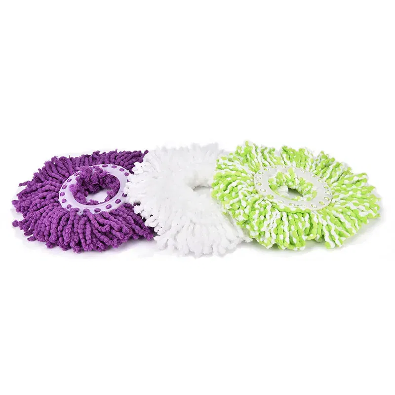 Color: Green - 360 Magic Rotating Automatic Microfiber Mop Head Replacement Mop Wash Floors Cloth Cleaning Broom Head Mop