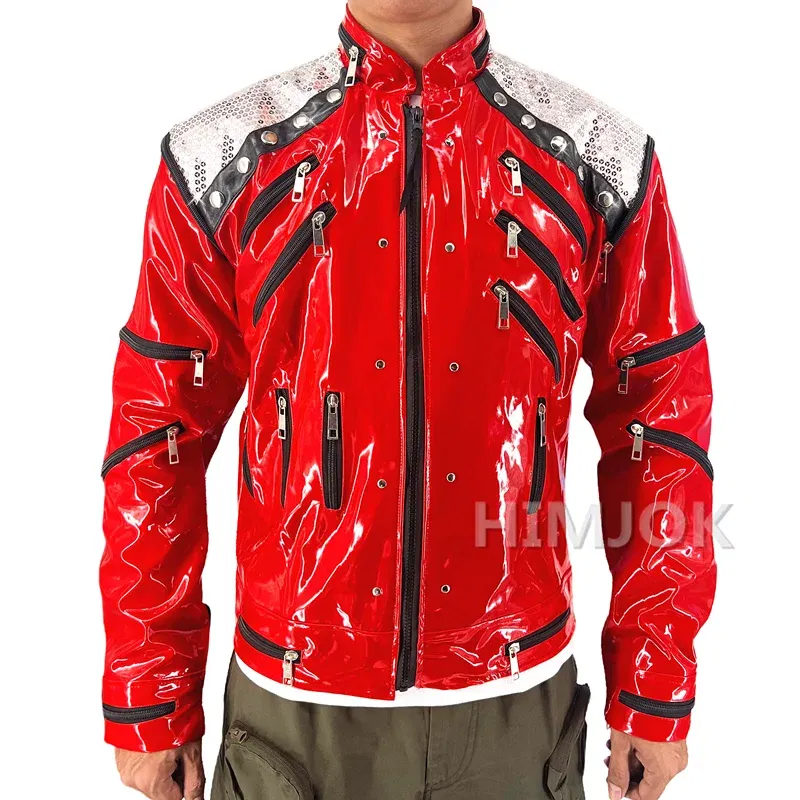 Color: Red, Size: M - Michael Jackson Costumes Jacket Beat It for Adults Cosplay Impersonate Halloween Christmas
