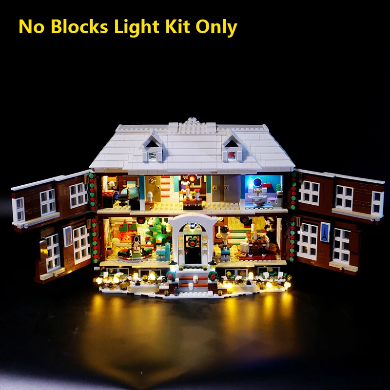 Color: Wood - LED Lighting Kit Compatible with 21330 Home Alone House Building Blocks Model Remote Control Lamp Accessories (Lights Only)
