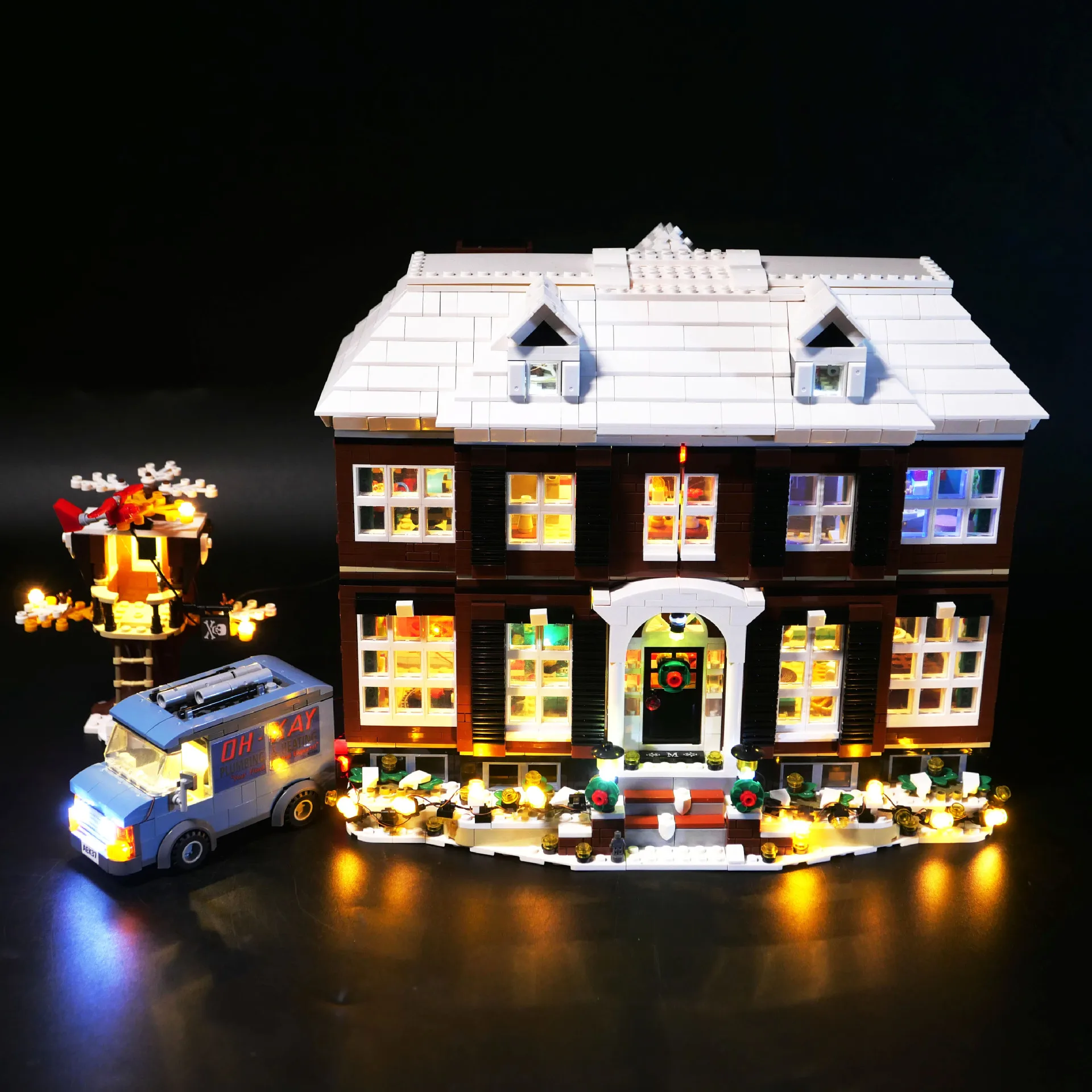 Color: Wood - LED Lighting Kit Compatible with 21330 Home Alone House Building Blocks Model Remote Control Lamp Accessories (Lights Only)