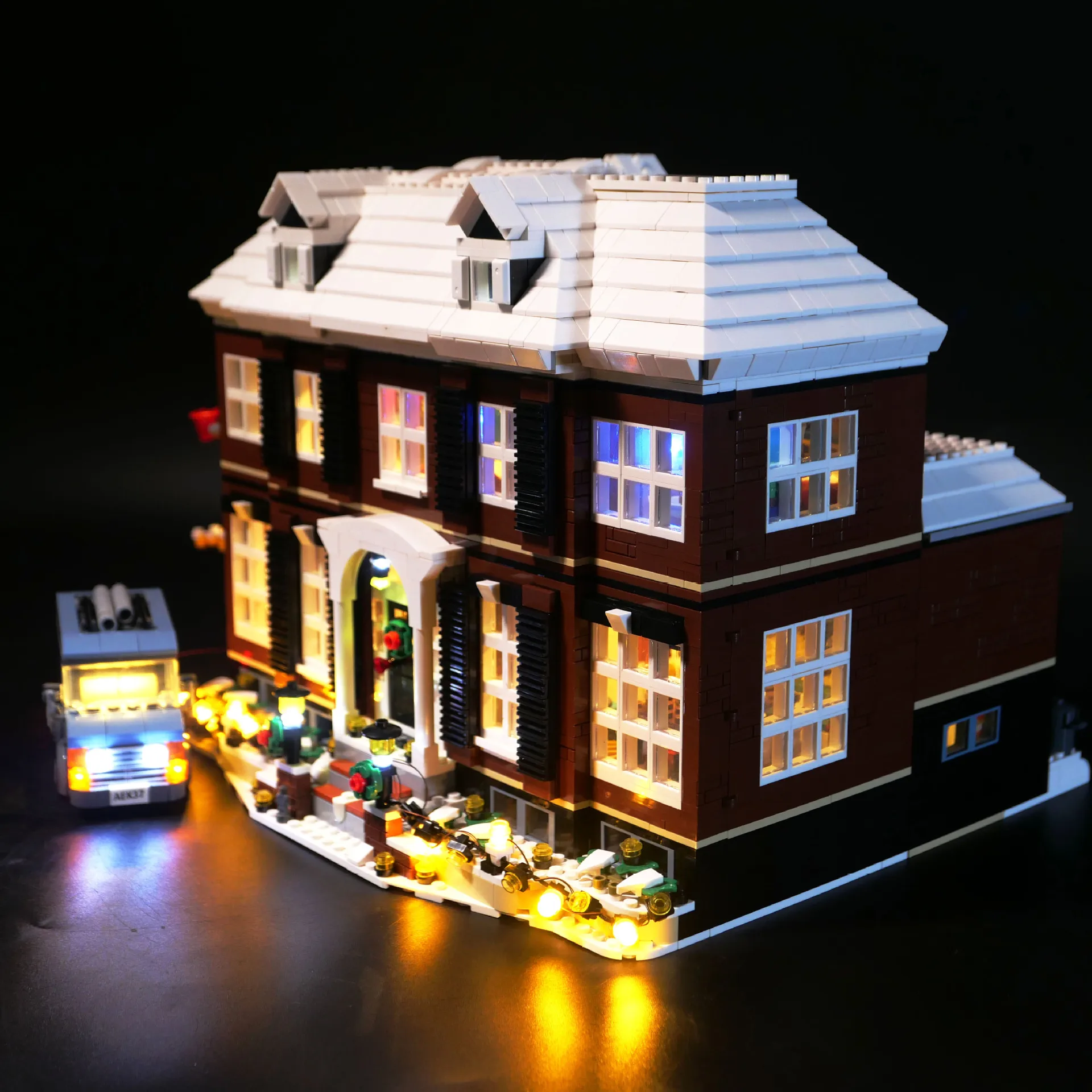Color: Wood - LED Lighting Kit Compatible with 21330 Home Alone House Building Blocks Model Remote Control Lamp Accessories (Lights Only)